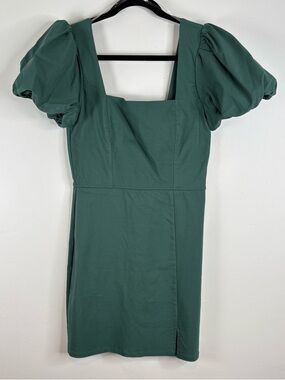 Altar’d State Puff Sleeve Mini Dress Green Size Medium